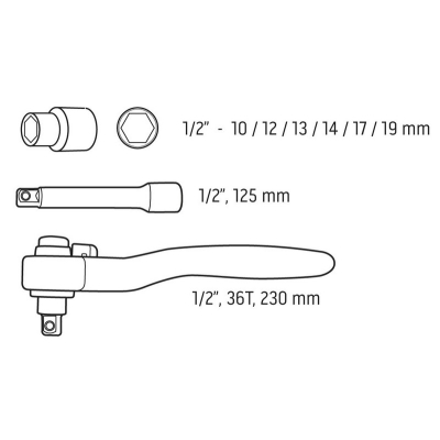 ZESTAW KLUCZY NASADOWYCH 1/2'', 1000V,  8 SZTUK
