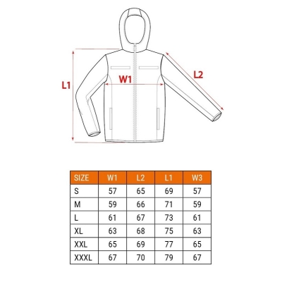 KURTKA SOFTSHELL Z KAPTUREM POMARAŃCZOWA, ROZMIAR XXXL