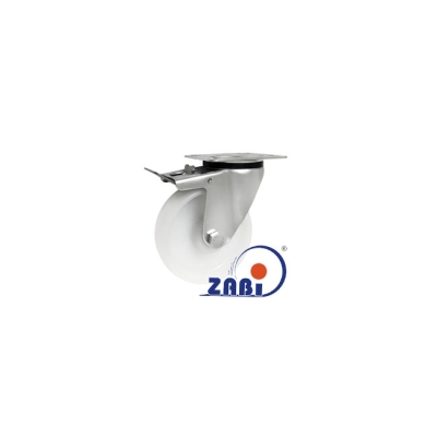 KOŁO Z TWORZYWA 125MM SKRĘTNE + HAMULEC 25MBH