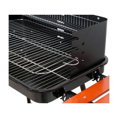 GRILL WĘGLOWY Z PÓŁKAMI, RUSZT 53X33CM