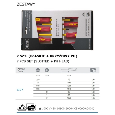 ZESTAW WKRĘTAKÓW W IZOLACJI 1000V, 7SZT.