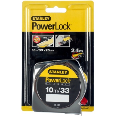 MIARA POWERLOCK CHROM OBUDOWA PLASTIKOWA CALOWA 10M/33 *25MM