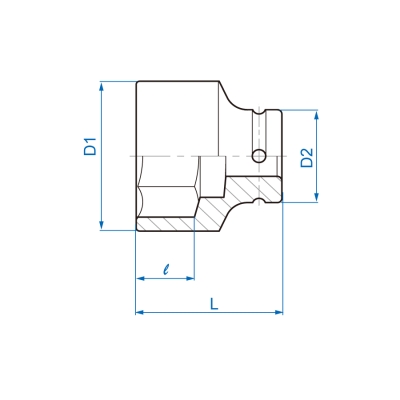 NASADKA KRÓTKA UDAROWA  6-KĄTNA 3/4'' CALOWA 1-1/8'' 53MM