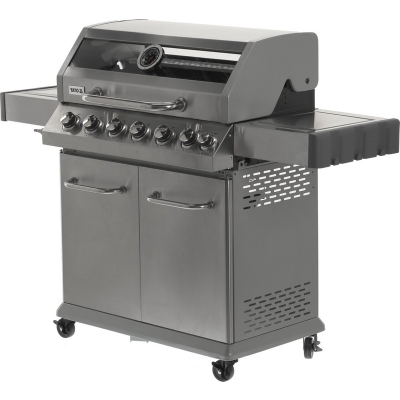 GRILL GAZOWY 6+1 STAL NIERDZEWNA 20.5KW, Z SZYBĄ