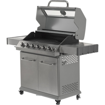 GRILL GAZOWY 6+1 STAL NIERDZEWNA 20.5KW, Z SZYBĄ