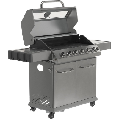 GRILL GAZOWY 6+1 STAL NIERDZEWNA 20.5KW, Z SZYBĄ