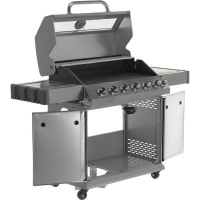 GRILL GAZOWY 6+1 STAL NIERDZEWNA 20.5KW, Z SZYBĄ