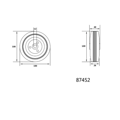 KÓŁKO ŁOŻYSKOWANE CZARNA GUMA 100MM
