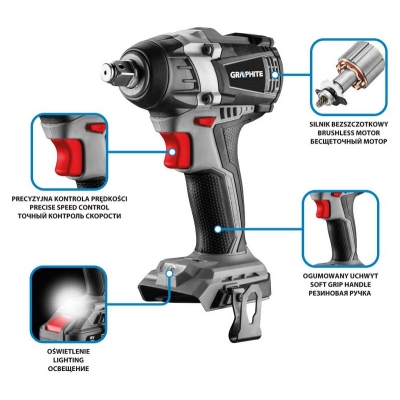 KLUCZ UDAROWY AKUMULATOROWY ENERGY 18V LI-LON BEZ AKUM 300NM