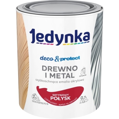 JEDYNKA DECO&PROTECT DREWNO I METAL SATYNA CZERWONA 0,7L