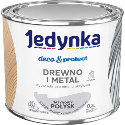 JEDYNKA DECO&PROTECT DREWNO I METAL SATYNA SZARY JASNY 0,2L