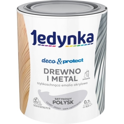 JEDYNKA DECO&PROTECT DREWNO I METAL SATYNA SZARY JASNY 0,7L