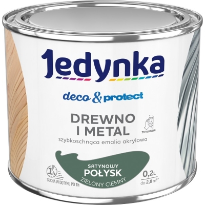 JEDYNKA DECO&PROTECT DREWNO I METAL SATYNA ZIELONY CIEM 0,2L