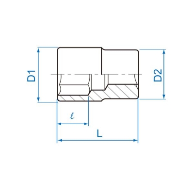 NASADKA KRÓTKA 1/4'' 5/16'' 6-KĄTNA CHROMOWANA