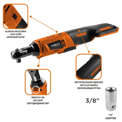 GRZECHOTKA AKUM. ENERGY+ 18V,LI-LON,3/8”', BEZ AKUM.+ADAPTER
