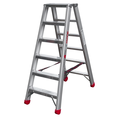 DRABINA 2X6 DWUSTRONNA Z SZEROKIMI STOPNIAMI