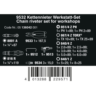 ZESTAW KRAFTFORM KOMPAKT 9532 Z NITOWNICĄ DO ŁAŃCUCHÓW,20CZ