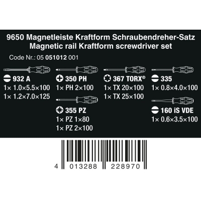 ZESTAW WKRĘTAKÓW KRAFTFORM NA LISTWIE MAGNETYCZNEJ 9650