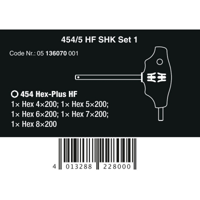 ZESTAW WKRĘTAKÓW PROFIL HEX PLUS W 454/5 HF SHK SET 1, 5CZ.