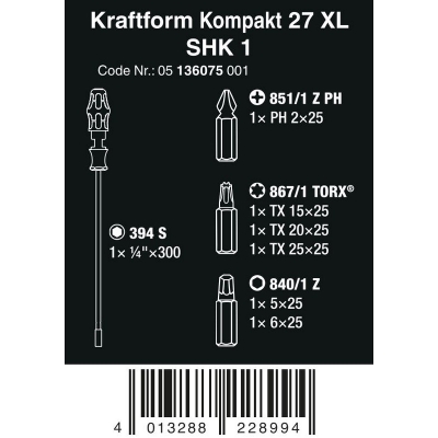 ZESTAW KRAFTFORM KOMPAKT 27 XL SHK 1, 7 CZĘŚĆ