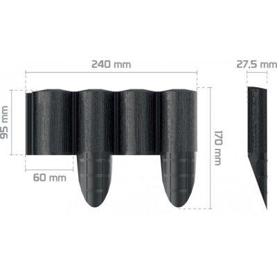 PALISADA OGRODOWA  ECO 2,4M ANTRACYTOWA