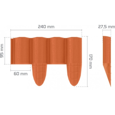 PALISADA OGRODOWA  ECO 2,4M CEGLASTA
