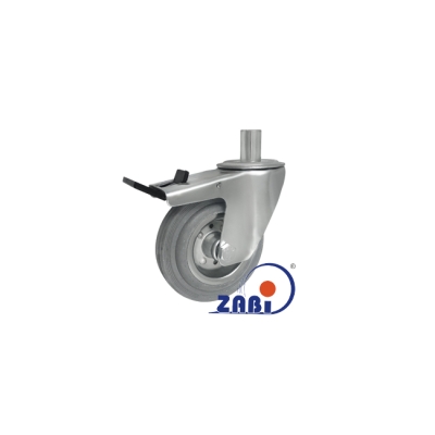 KOŁO METAL-GUMA 125MM OBUDOWA Z TRZPIENIEM+HAMULEC 26MSH*24
