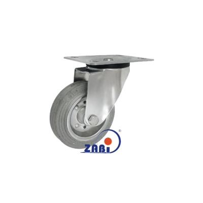 KOŁO METAL-GUMA 100MM OBUDOWA SKRĘTNA WĄSK. GUMA SZARA 12LS
