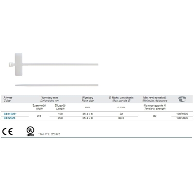 OPASKA KABLOWA Z TABLICZKĄ OPISOWĄ POPRZECZNĄ 200*2.5MM