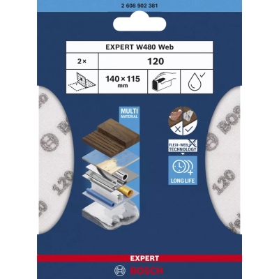 ARKUSZ ŚCIERNY PIANKA EXPERT 115*140MM W480 G120 2PC