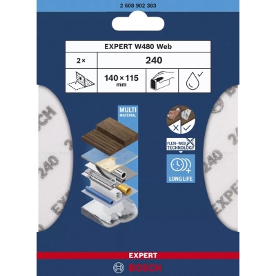ARKUSZ ŚCIERNY PIANKA EXPERT 115*140MM W480 G240 2PC