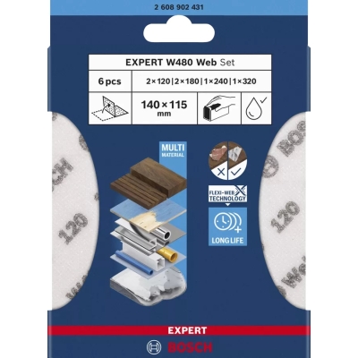 ARKUSZ ŚCIERNY PIANKA EXPERT 115*140MM W480 SET 6PC