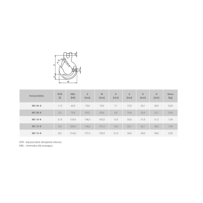 HAK ŁAŃCUCHOWY MC 6-8 1,12T