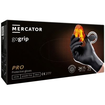 RĘKAWICE NITRYLOWE MERCATOR GO GRIP CZARNE ROZMIAR XXL 50SZT