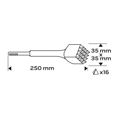 GROSZKOWNIK SDS PLUS 35*35 MM, 16 ZĘBÓW