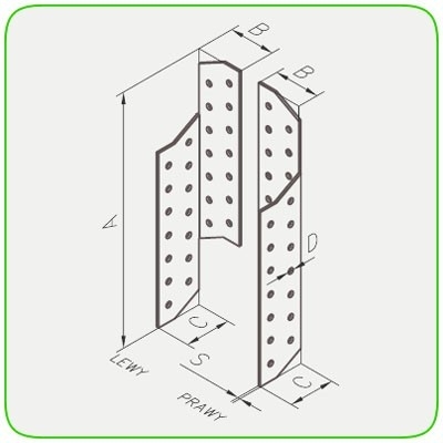 ŁĄCZNIK BUDOWLANY KĄTOWY 170*40*40*2 MM PRAWY